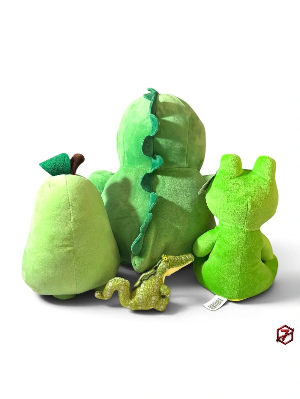 Green Plush Bundle Lot of 4 Dinosaur Frog Pear Alligator Stuffed Animals